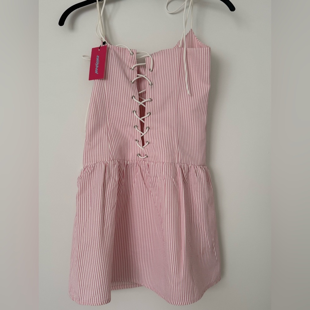 Edikted Cordelia striped mini dress